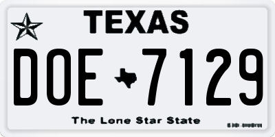 TX license plate DOE7129
