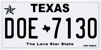 TX license plate DOE7130