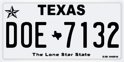 TX license plate DOE7132
