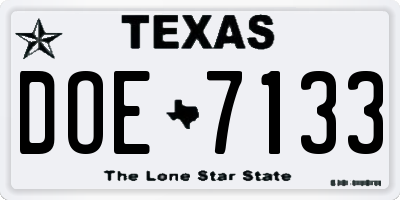 TX license plate DOE7133
