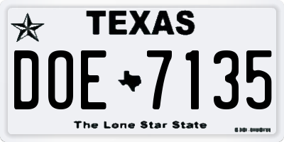 TX license plate DOE7135