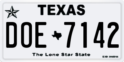 TX license plate DOE7142