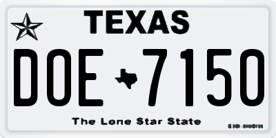 TX license plate DOE7150