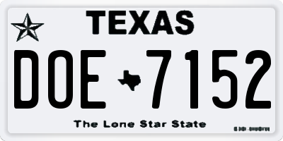TX license plate DOE7152