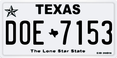 TX license plate DOE7153