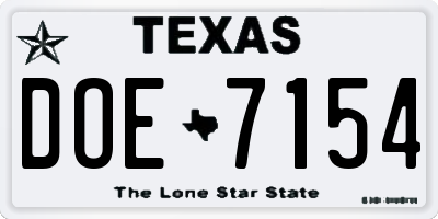 TX license plate DOE7154