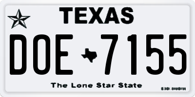 TX license plate DOE7155