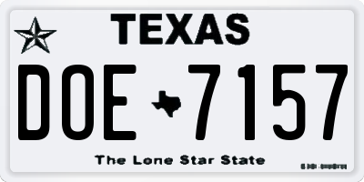 TX license plate DOE7157