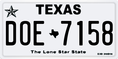 TX license plate DOE7158