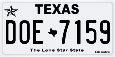 TX license plate DOE7159