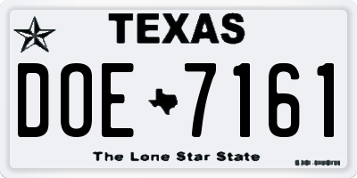 TX license plate DOE7161