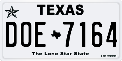 TX license plate DOE7164
