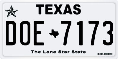 TX license plate DOE7173