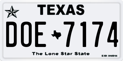 TX license plate DOE7174