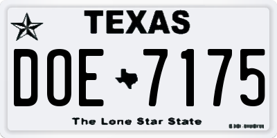 TX license plate DOE7175