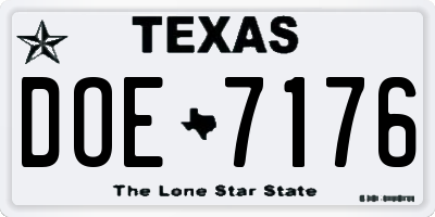 TX license plate DOE7176