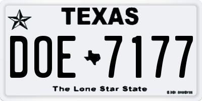 TX license plate DOE7177