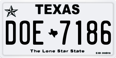TX license plate DOE7186