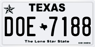 TX license plate DOE7188