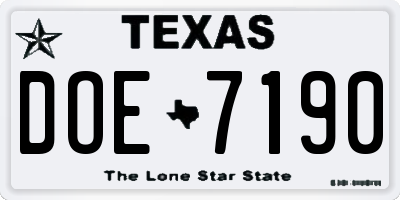 TX license plate DOE7190