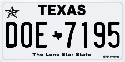 TX license plate DOE7195