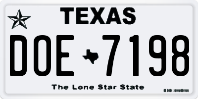 TX license plate DOE7198