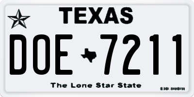 TX license plate DOE7211