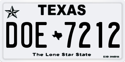 TX license plate DOE7212