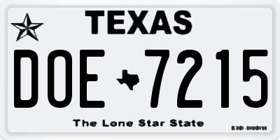 TX license plate DOE7215