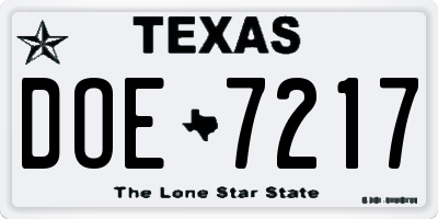 TX license plate DOE7217