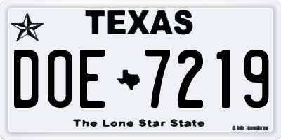 TX license plate DOE7219