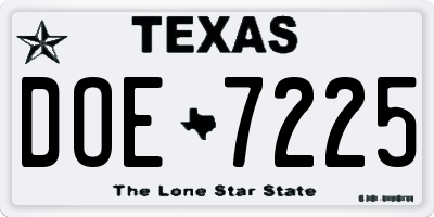 TX license plate DOE7225