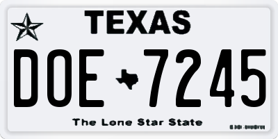 TX license plate DOE7245