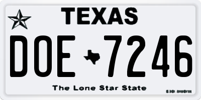 TX license plate DOE7246