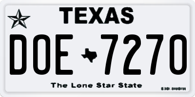 TX license plate DOE7270