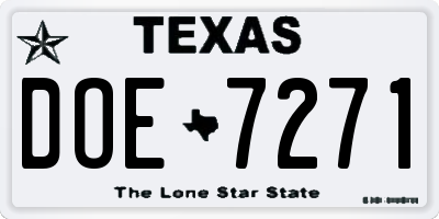 TX license plate DOE7271
