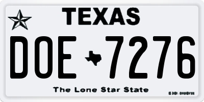 TX license plate DOE7276