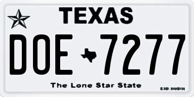 TX license plate DOE7277
