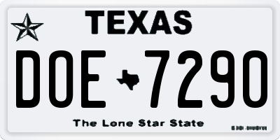 TX license plate DOE7290