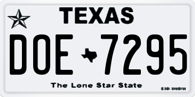 TX license plate DOE7295