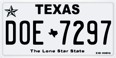 TX license plate DOE7297