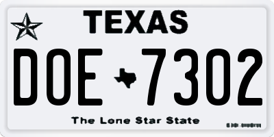 TX license plate DOE7302