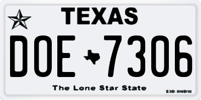TX license plate DOE7306