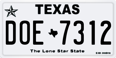 TX license plate DOE7312
