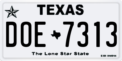 TX license plate DOE7313