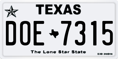 TX license plate DOE7315