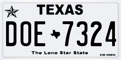 TX license plate DOE7324