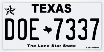 TX license plate DOE7337