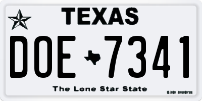 TX license plate DOE7341
