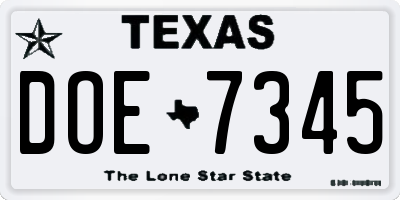 TX license plate DOE7345